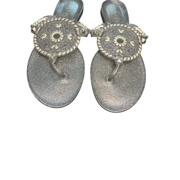 Jack Rogers Silver Glitter Georgica Jelly Whipstick Thong Sandal Size 9 - Picture 4 of 7